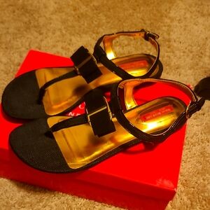 Black and Gold Outdoor Sandals with Durable Straps